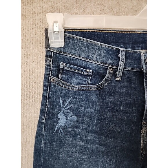 Levis Bermuda Denim Shorts Womens 27 Blue Cuffed Embroidered Stretch - Picture 2 of 10